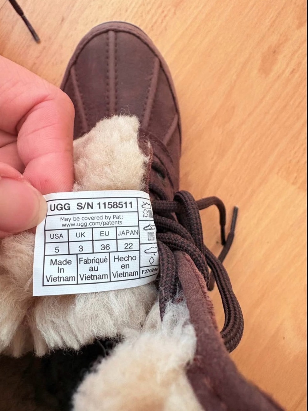 UGG Kids Brown Lace-Up Shearling Cuff Boot